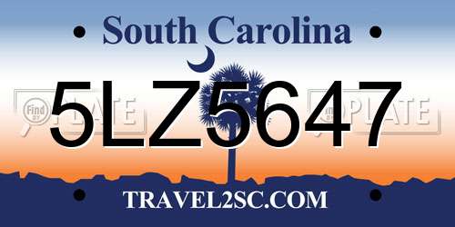 5LZ5647 South Carolina License Plate
