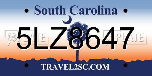 5LZ8647 South Carolina License Plate