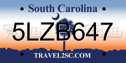 5LZB647 South Carolina License Plate