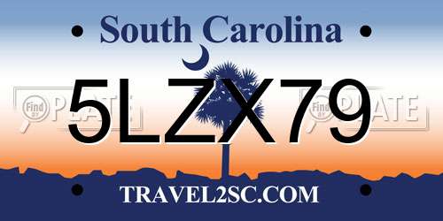 5LZX79 South Carolina License Plate