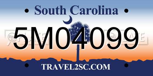5M04099 South Carolina License Plate
