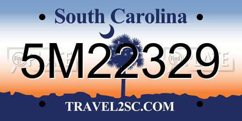 5M22329 South Carolina License Plate