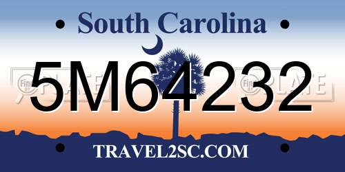 5M64232 South Carolina License Plate