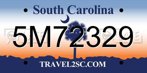 5M72329 South Carolina License Plate