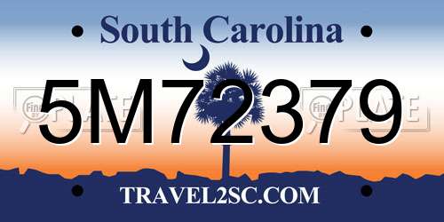 5M72379 South Carolina License Plate