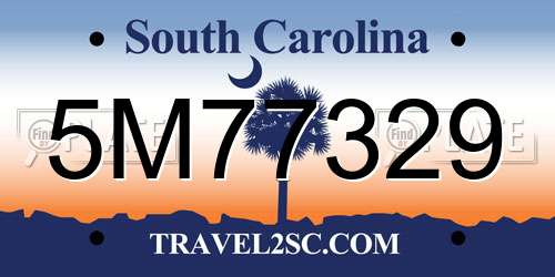 5M77329 South Carolina License Plate