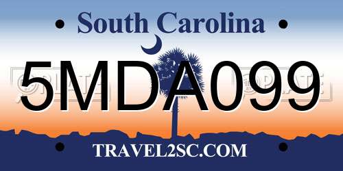5MDA099 South Carolina License Plate