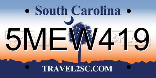 5MEW419 South Carolina License Plate