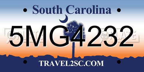 5MG4232 South Carolina License Plate