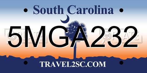 5MGA232 South Carolina License Plate
