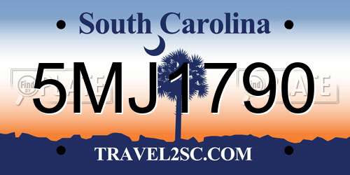 5MJ1790 South Carolina License Plate