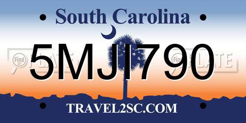 5MJI790 South Carolina License Plate