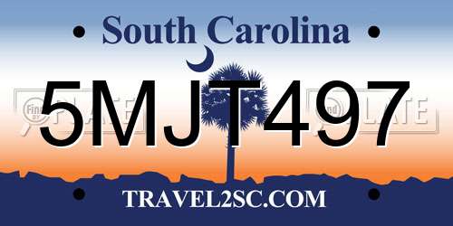 5MJT497 South Carolina License Plate