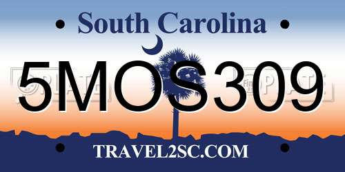 5MOS309 South Carolina License Plate