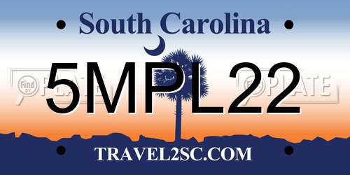 5MPL22 South Carolina License Plate