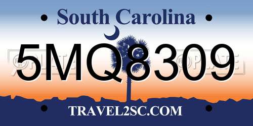 5MQ8309 South Carolina License Plate
