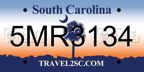 5MR3134 South Carolina License Plate