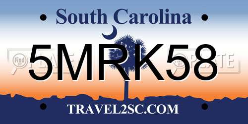 5MRK58 South Carolina License Plate