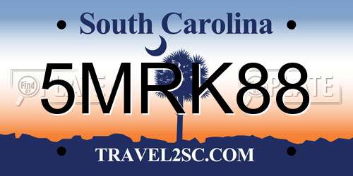 5MRK88 South Carolina License Plate