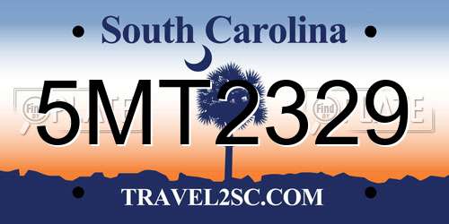 5MT2329 South Carolina License Plate