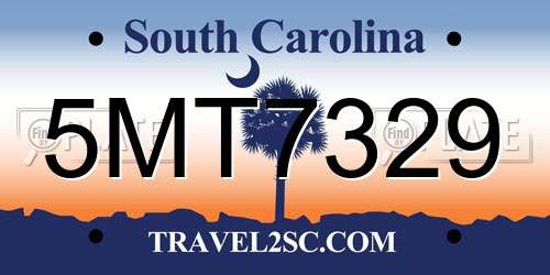 5MT7329 South Carolina License Plate