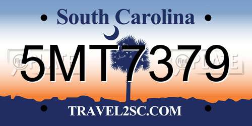 5MT7379 South Carolina License Plate