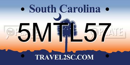 5MTL57 South Carolina License Plate