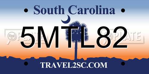 5MTL82 South Carolina License Plate