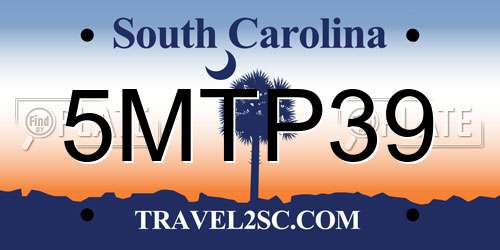 5MTP39 South Carolina License Plate