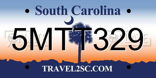 5MTT329 South Carolina License Plate