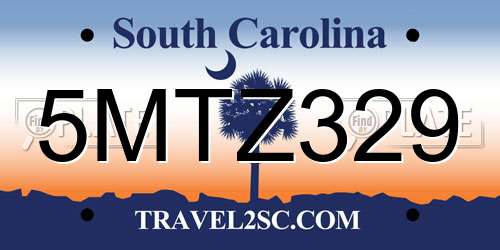 5MTZ329 South Carolina License Plate