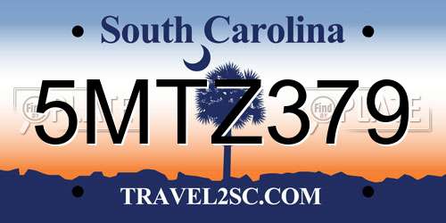5MTZ379 South Carolina License Plate