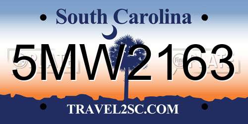 5MW2163 South Carolina License Plate