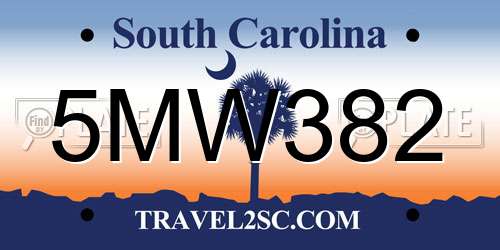 5MW382 South Carolina License Plate