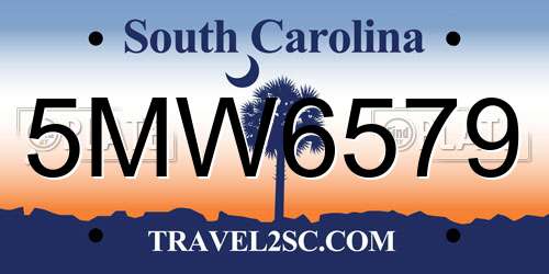 5MW6579 South Carolina License Plate