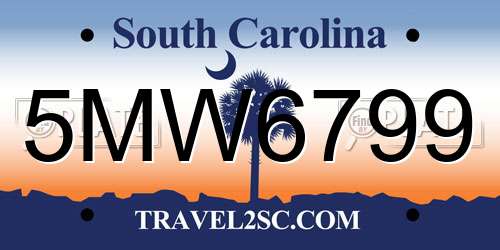 5MW6799 South Carolina License Plate