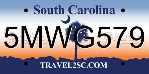 5MWG579 South Carolina License Plate