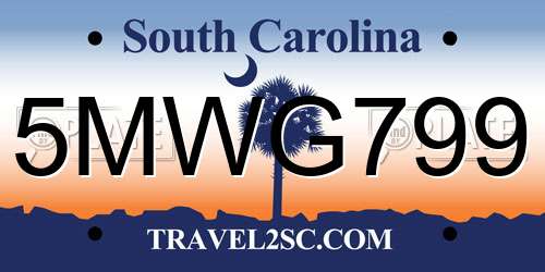 5MWG799 South Carolina License Plate