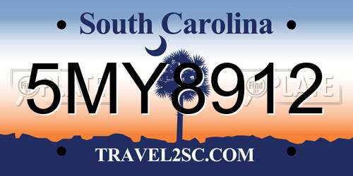 5MY8912 South Carolina License Plate