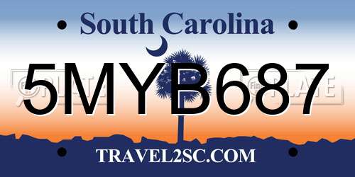 5MYB687 South Carolina License Plate