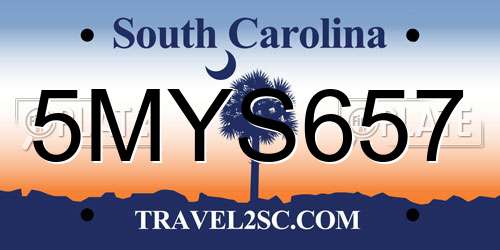 5MYS657 South Carolina License Plate
