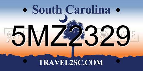 5MZ2329 South Carolina License Plate