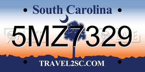 5MZ7329 South Carolina License Plate