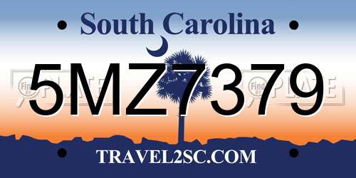 5MZ7379 South Carolina License Plate