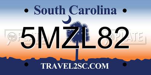5MZL82 South Carolina License Plate