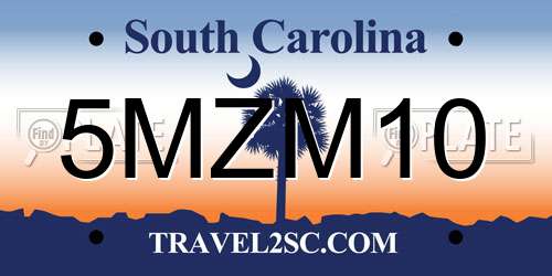 5MZM10 South Carolina License Plate