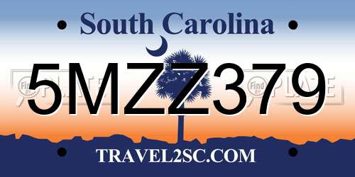 5MZZ379 South Carolina License Plate