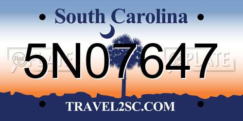 5N07647 South Carolina License Plate