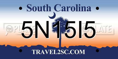 5N15I5 South Carolina License Plate