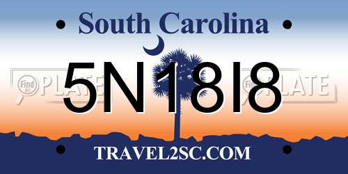 5N18I8 South Carolina License Plate